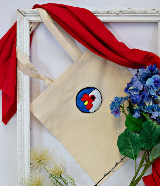 Tote: Hand embroidered tote bag - small design