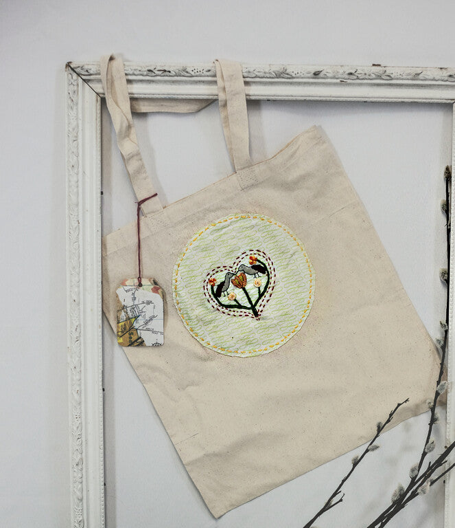Tote: Hand embroidered tote bag - large design