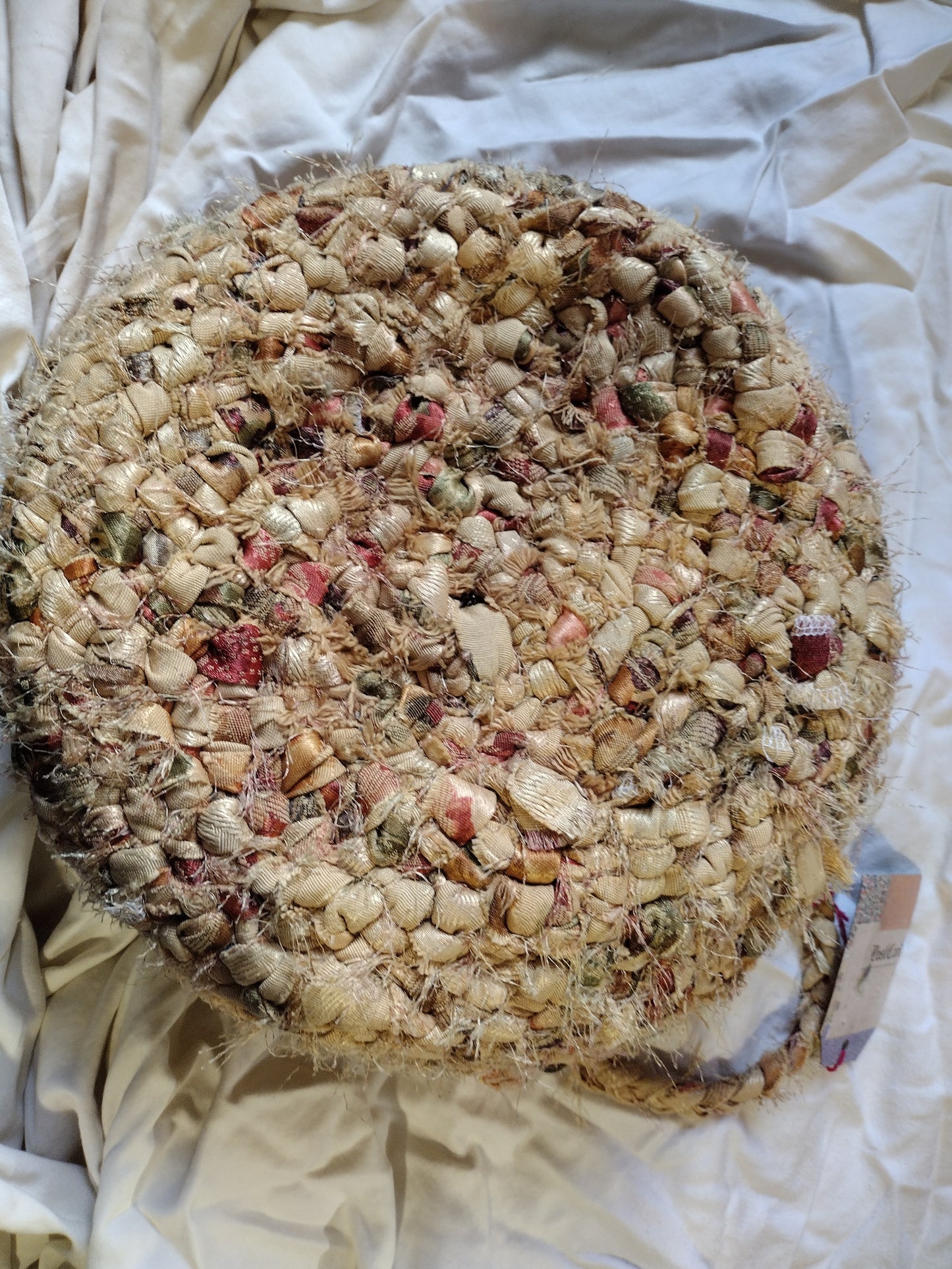 Baskets: 12 inch diameter hand braided basket with handles