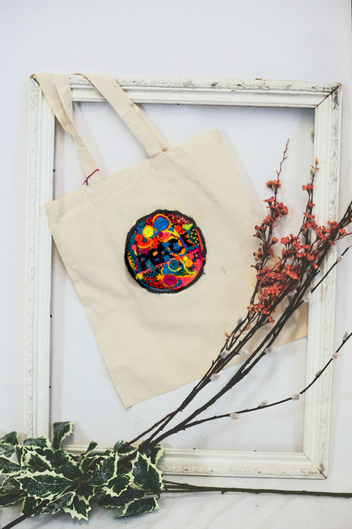 Tote: Hand embroidered tote bag - large design
