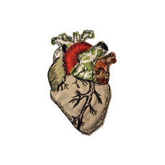 Stickers: Etching-Style Heart Applique with Blackwork Embroidery Sticker