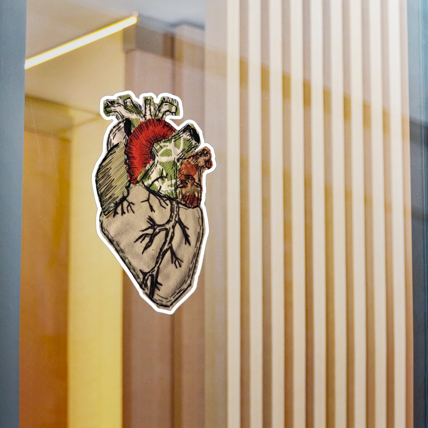 Stickers: Etching-Style Heart Applique with Blackwork Embroidery Sticker