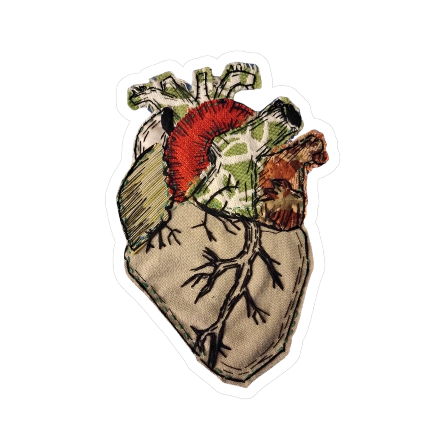 Stickers: Etching-Style Heart Applique with Blackwork Embroidery Sticker