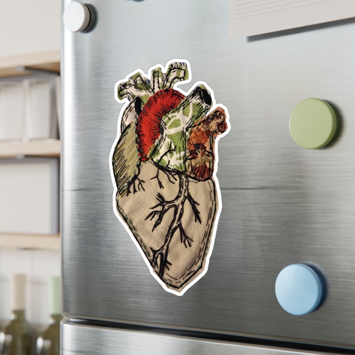 Stickers: Etching-Style Heart Applique with Blackwork Embroidery Sticker