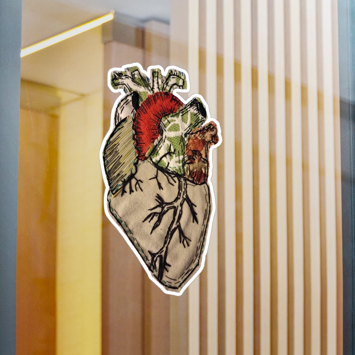 Stickers: Etching-Style Heart Applique with Blackwork Embroidery Sticker