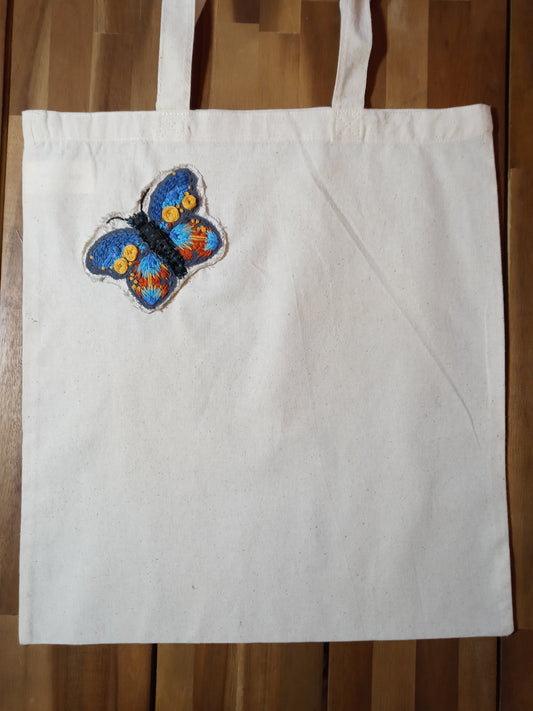 Tote: Hand embroidered tote bag - small design