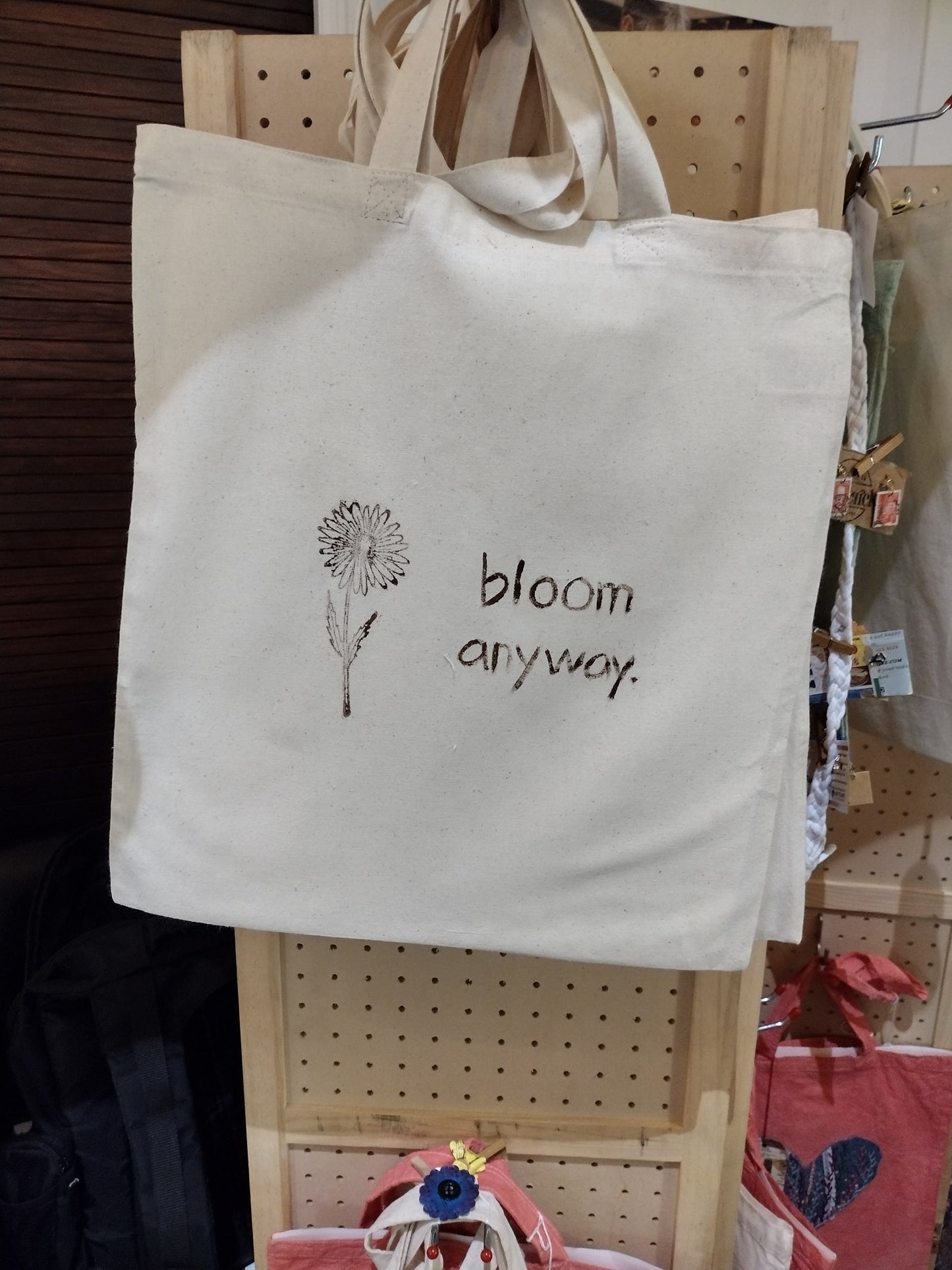 Tote: Hand painted tote bag - bloom anyway