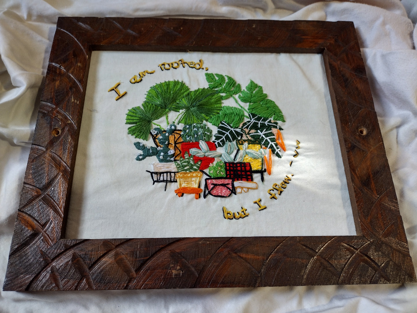 Wall Art: Hand embroidered wall art - I'm rooted but I flow