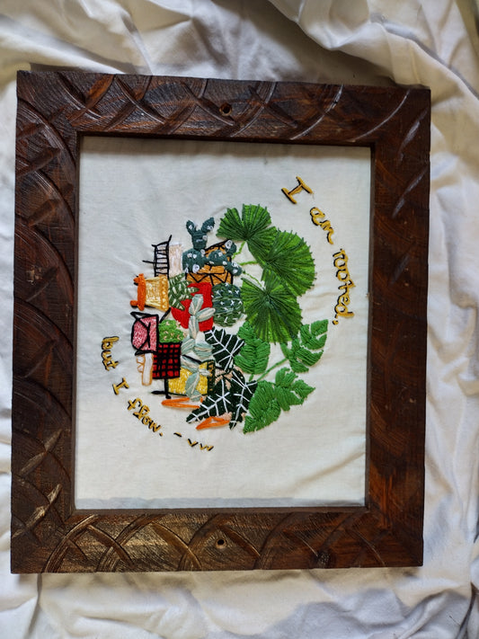Wall Art: Hand embroidered wall art - I'm rooted but I flow