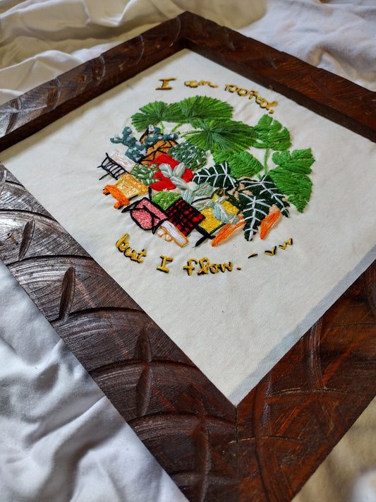 Wall Art: Hand embroidered wall art - I'm rooted but I flow