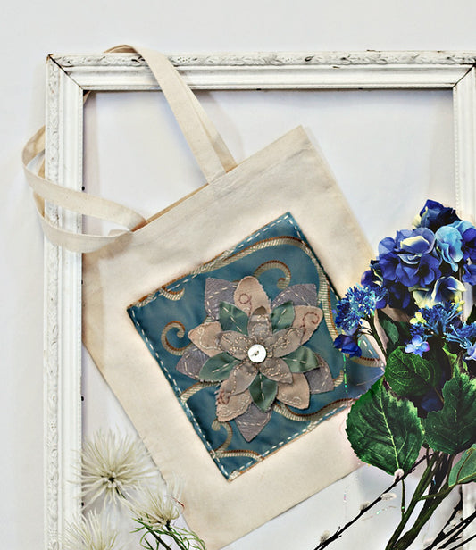 Tote: Hand embroidered tote bag - large design